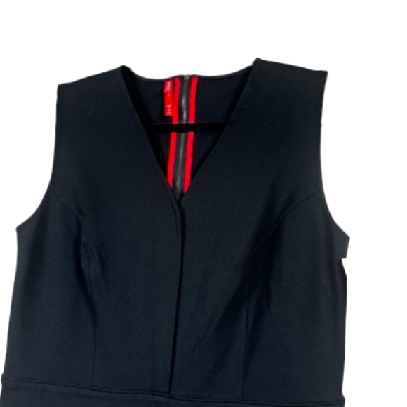 SPANX Perfect Sleeveless Jumpsuit Classic Black Ponte Flare Leg V-neck Slimming - Picture 10 of 16